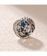 925 Sterling Silver Vintage Night Sky Shimmering Midnight Blue Enamel Ch... - $278.23 MXN