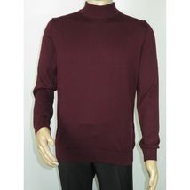 Men's Sweater Knit By BRANGO Turkey Mock Neck Cotton Blend 21050 Burgundy image 7