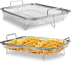 2Pc Air Fryer Basket For Oven Stainless Steel Grill Basket Non-Stick Basket 6 Ft - £30.83 GBP