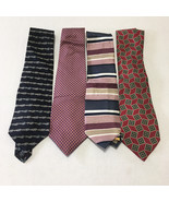 Men&#39;s neck tie lot of 4 random ties stripe abstract patterns red blue pink - $19.75