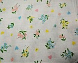 Acrylic fuzzy vintage baby blanket White pink blue yellow flowers pastel... - $19.79