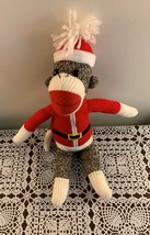Galerie Gifts Christmas Santa Claus Stuffed Sock Monkey Toy 10 Inch With Tags - $10.99