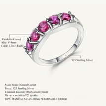 Solid 1.84Ct Natural Rhodolite Garnet Ring 925 Sterling Sliver Wedding Band Simp - £39.39 GBP