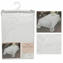 Vinyl White Tablecloth 60X90 Pvc Plastic Floral Party Print Easy Wipe Clean - £30.36 GBP