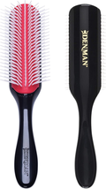 Denman Curly Hair Brush D4 (Black &amp; Red) 9 Row Styling Brush for Styling, Smooth - £24.05 GBP
