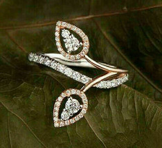 Bonito 2Ct Corte Redondo VVS1/D Diamante Hoja Anillo de Compromiso 14K Oro Rosa - £90.64 GBP