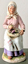 Unmarked (Homco?) 1433 Old Woman w/ Grapes 8&quot; Porcelain Ceramic Figurine #1 - £7.83 GBP