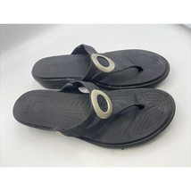 Crocs Sanrah Sandals Womens Size 10 Silver Ring Black Wedge Slip On Casual Shoes - $14.03