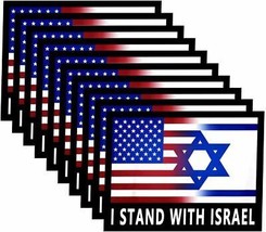 10 Pack I Stand with Israel American USA and Israel Flag Support Israel Stickers - £16.96 GBP