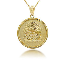 10K Solid Gold Radha Krishna Hindu Kadamba Tree Pendant Necklace - £167.78 GBP+