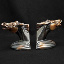 Pair of Art Deco Neighing Horse Head Bookends Circa 1930 - £125.53 GBP