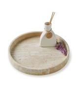 Travertine Marble Vanity Tray, Round Ottoman Tray Minimalist Modern Deco... - $109.99