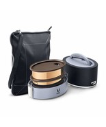 Vaya Tyffyn Black Copper-Finished Steel Lunch Box with Bagmat,600ml,2 Co... - £82.47 GBP