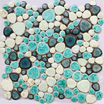 Porcelain Tile Pebbles Backsplash Random Sized Mosaic Wall and Floor Tiles - £19.13 GBP+