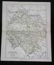 1884 Antique Map Of County Of Hereford Herefordshire / Ross Ledbury England - £13.40 GBP