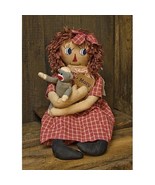 folk art primitive country farmhouse decor MACY w sock monkey 23.5&quot; DOLL - $56.99