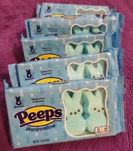 Lot of 5 - 4 pk Blue Peeps Marshmallow Bunnies Candy - £7.86 GBP