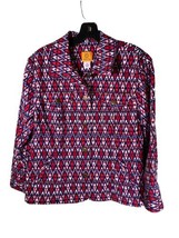 Ruby Rd Road Womens Size 14 Button Front Multicolor Geometric Print Jacket - £9.72 GBP