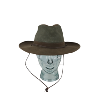 Vintage 90s Canvas Mesh Outdoor Safari Bush Hat Cap Olive Green Medium USA - £38.21 GBP