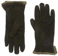 ISOTONER Dark Brown Suede Gathered Wrist Microluxe Lined Womens Gloves XL - £15.98 GBP