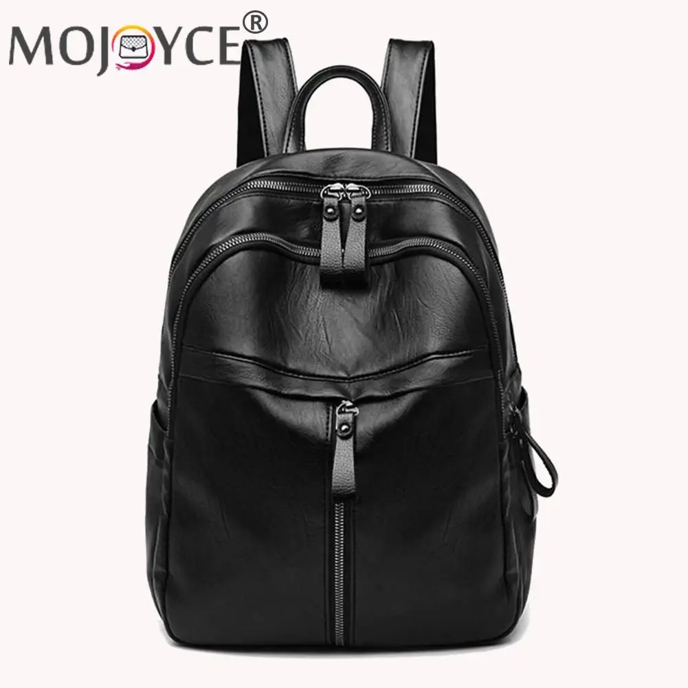 Vintage PU Leather Women Shopping Backpack Solid Color Student Large Capacity Sc - $89.94