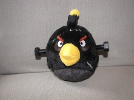 Angry Bird Stuffed Plush Black Deranged Bomb Frankenstein Stitches Plastic Screw - £18.94 GBP