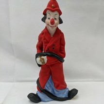 Vintage 7&quot; Porcelain Clown Wrapped With Firehouse By Seymour Mann - £15.11 GBP