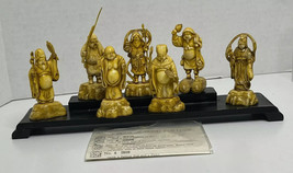7 vintage Gods of Good Fortune detailed figures Asian Japanese small sta... - £57.78 GBP