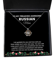 Necklace Present For Russian Mom - To My Freaking Awesome Mom - Jewelry Crown  - £39.11 GBP
