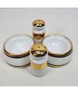 Mid Century Lusterware &amp; Gold Salt Pepper Egg Bowls Japan Set NO STOPPERS - $570.22 MXN