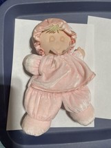 Vtg Eden Pink my first Baby Doll 10&quot; Plush Sleeping Velour Satin Trim Soft Lovey - £32.04 GBP