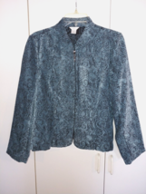 Christopher &amp; Banks Ladies Blue Zip RAYON/POLY JACKET-S-WORN ONCE-VELOUR Feel - £13.34 GBP