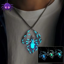 Halloween Glowing Spider Necklace - Vintage Fluorescent Jewelry for Men &amp; Women - £15.40 GBP