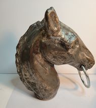 Horse Head Hitching Post Topper with Ring VTG image 3