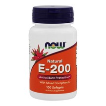 NOW Foods Vitamin E Mixed Tocopherols/Unesterified 200 IU, 100 Softgels - $10.89