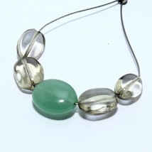 Natural Green Onyx Smoky Quartz Oval Beads Briolette Loose Gemstone Jewelry - £2.34 GBP