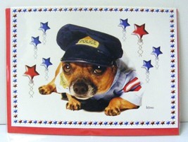 Bizou Photo Greeting Blank Card Chihuahua Dog In A Police Outfit W/ Red Envelope - £3.47 GBP