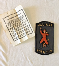 Vintage Firemen&#39;s Ins Co. Valiant Hose No.2 Firefighter Cast Iron Fireho... - $30.68