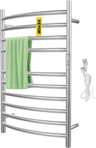 Silver Vevor Heated Towel Rack, 10 Bars Curved Design, Polishing, Ul Certified. - £90.31 GBP