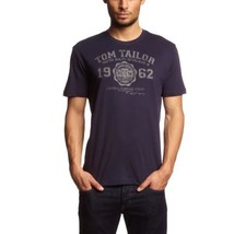TOM TAILOR Men&#39;s Crew Neck 1/2 Sleeve T-Shirt - Blue - Blau (6000 navy) ... - $20.00