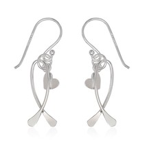 Sterling Silver Ribbon with Dangling Heart Earrings - £14.27 GBP