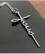 Jesus cross necklace. Silver stainless steel with adjustable chain 16-18... - $240.15 MXN