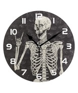 Human Skeleton Skull Wall Clock Silent Non-Ticking,Gothic Halloween 9.5 ... - £33.80 GBP