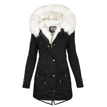 Cotton Padded Jacket Solid Color Women Solid Hood Warm Winter Coat  Office Ladie - £36.01 GBP