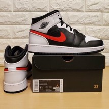Nike Air Jordan 1 Mid Black Chili Red GS Size 7Y / Womens Size 8.5 554725-075 - £127.58 GBP