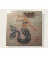 Mermaid Blowing Conch Shell Decorative Canvas Portrait - £8.84 GBP