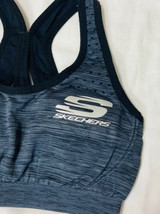 Sketchers Sports Bra Sz Small Charcoal Gray Black Padded Racerback Snug Fit - $11.88