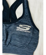 Sketchers Sports Bra Sz Small Charcoal Gray Black Padded Racerback Snug Fit - $16.36 CAD