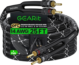 14AWG Premium Heavy Duty Braided Speaker Wire Cable (25 Feet) Dual Gold - $1,070.12 MXN