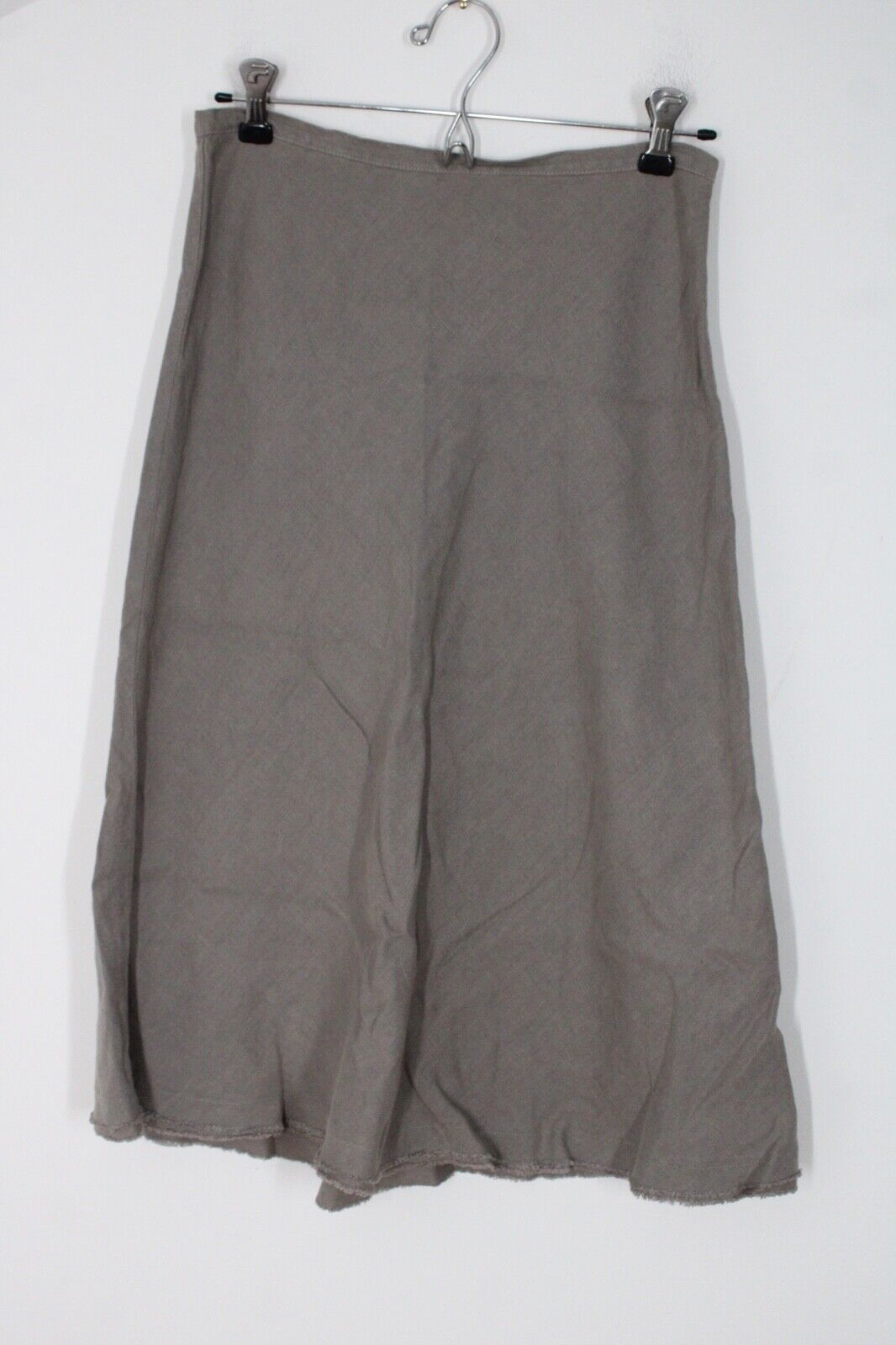 Primary image for Eileen Fisher PP Gray Linen A-Line Raw Hem Midi Skirt
